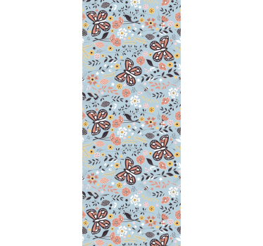Charming Floral Motifs butterfly wallpaper - TenStickers