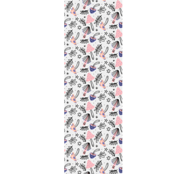 Nature wallpaper featuring classic mushrooms and flowers - TenStickers