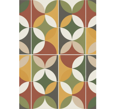 Living room wallpaper abstract geometric earthtones - TenStickers