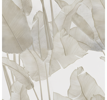 Living room wallpaper beige banana leaf - TenStickers