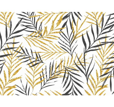 Living room wallpaper glamorous jungle leaf print - TenStickers