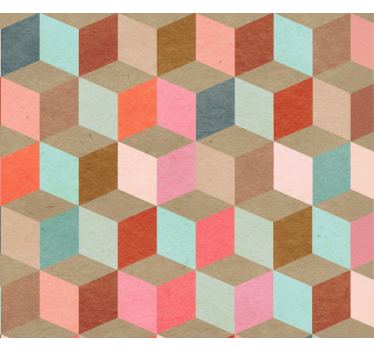 Living room wallpaper pastel geometric kraft design - TenStickers