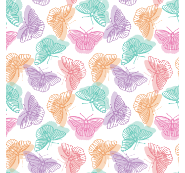 Butterfly wallpaper in colorful silhouette - TenStickers