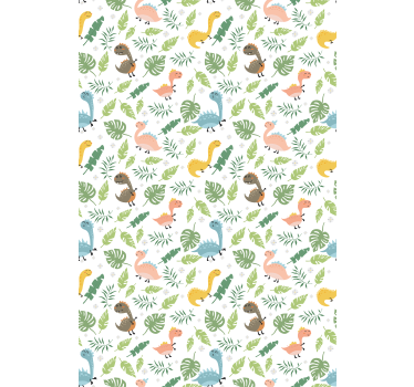 Dinosaurs wallpaper in pastel forest pattern - TenStickers