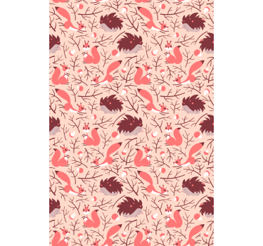 Dinosaurs wallpaper featuring squirrels and hedgehogs - TenStickers