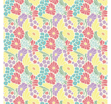 Living room wallpaper with pastel flowers design - TenStickers