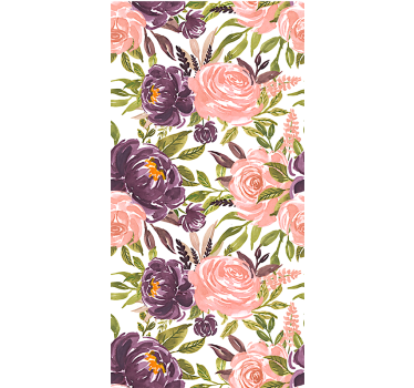 Living room wallpaper charming watercolor blooms - TenStickers