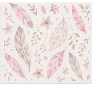Teenage bedroom wallpaper feathers in pink - TenStickers