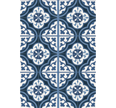 Living room wallpaper blue "majorica" portuguese - TenStickers