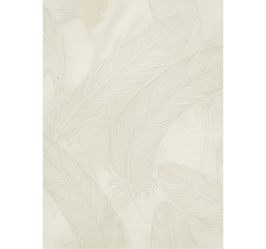 Living room wallpaper embossed feather design - TenStickers