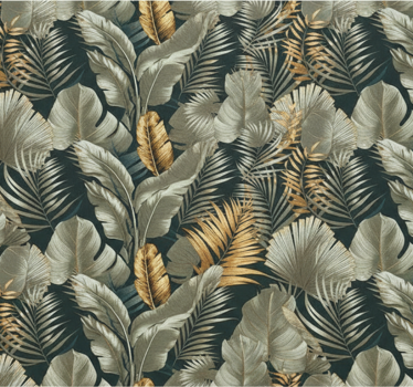 Living room wallpaper with botanical and floral patterns - TenStickers