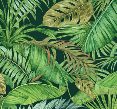 Living room wallpaper tropical jungle leaves - TenStickers