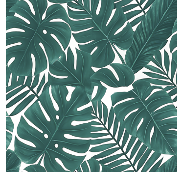 Living room wallpaper tropical palm leaves design - TenStickers