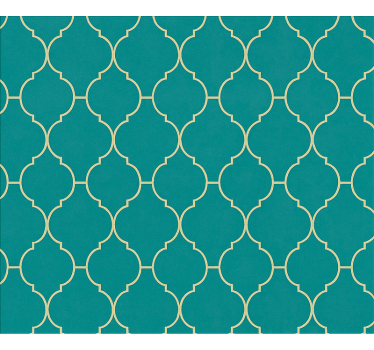 Living room wallpaper in gold and turquoise design - TenStickers