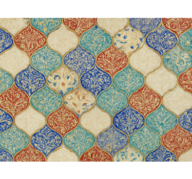 Living room wallpaper in vibrant moroccan design - TenStickers
