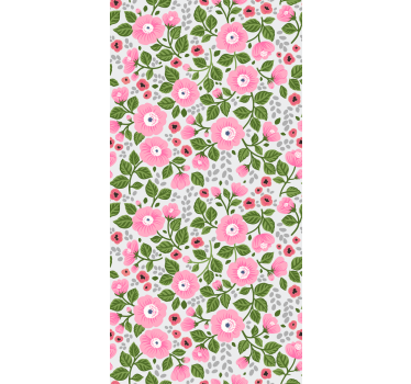 Flower wallpaper with pretty pink flower heads - TenStickers