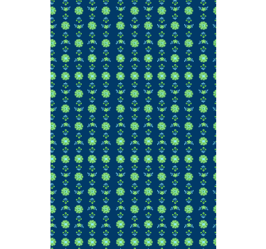 Flower wallpaper in green and blue polish design - TenStickers