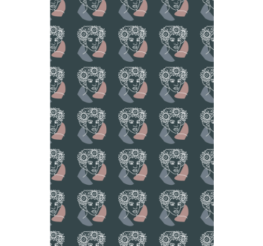 Flower wallpaper featuring minimalist sunflower and woman - TenStickers