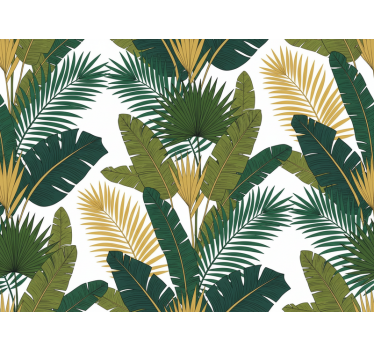 Living room wallpaper luxury palm leaves - TenStickers