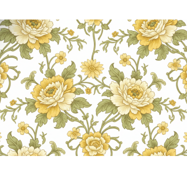Classic wallpaper vintage floral design in yellow - TenStickers