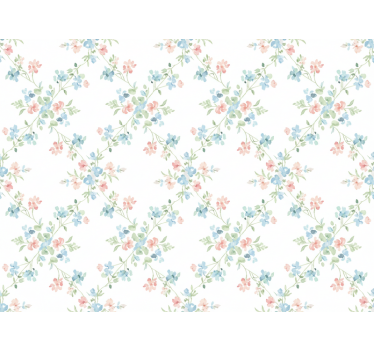 Flower wallpaper small flowers in soft watercolor - TenStickers