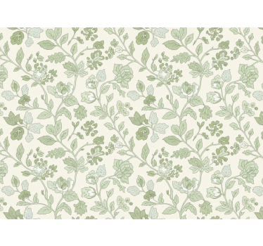 Stone wallpaper in cream green floral design - TenStickers