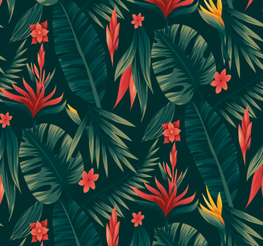 3D wallpaper with tropical plants - TenStickers