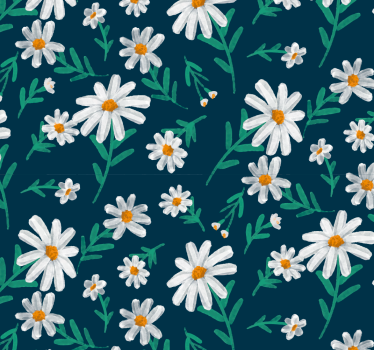 Blue wallpaper with daisy flower - TenStickers