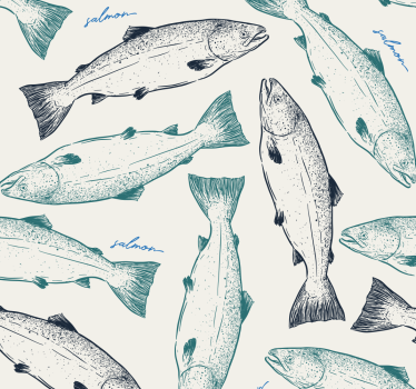 Salmon Illustration fish wallpaper - TenStickers
