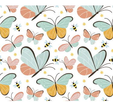 Bees pattern butterfly wallpaper - TenStickers