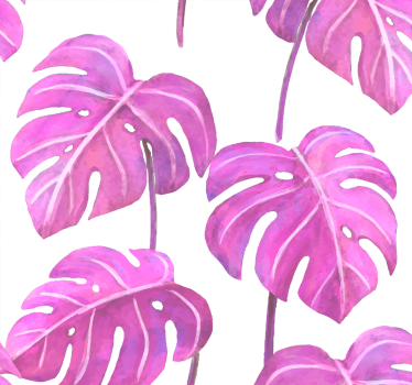 Pink painted monstera leaves wallpaper - TenStickers