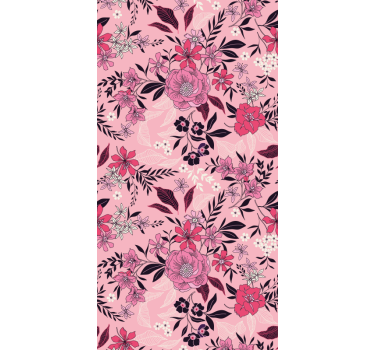 Trendy pink floral pattern Nature wallpaper - TenStickers