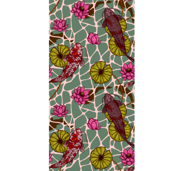 Koi Pond Motif fish wallpaper - TenStickers