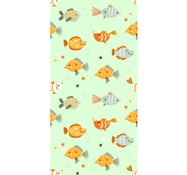 Aquatic Friends Pattern fish wallpaper - TenStickers