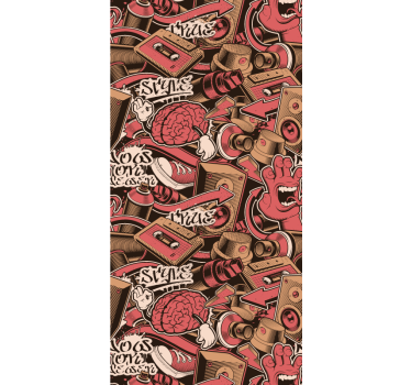 Red graffiti street design Wallpaper paintings - TenStickers