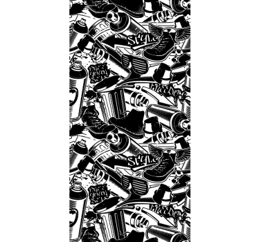 Mono-tonal graffiti wall tags Wallpaper paintings - TenStickers