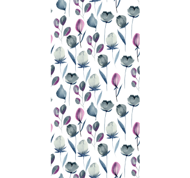 Elegant indigo blue floral pattern vinyl wallpaper - TenStickers