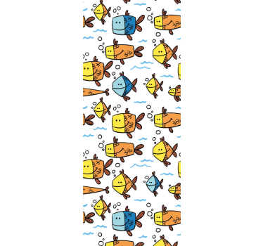 Aquatic Cartoon Fun fish wallpaper - TenStickers