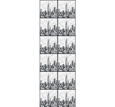 Urban Skyline Sketch city wallpaper - TenStickers