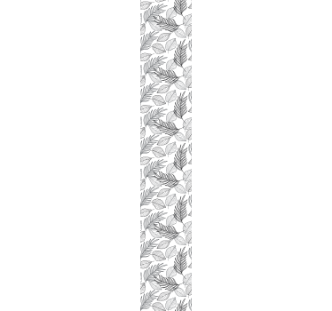 Black and white thin lined leaves wallpaper - TenStickers