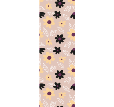 Colorful modern flowers with beige background Nature Wallpaper - TenStickers