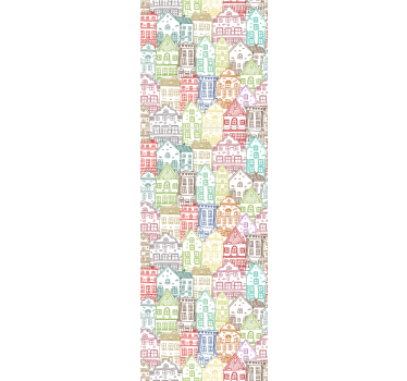 Townhouse Pattern city wallpaper - TenStickers