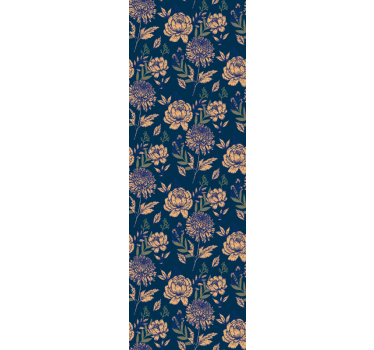 French Provincial blue and yellow pattern Vintage Wallpaper - TenStickers