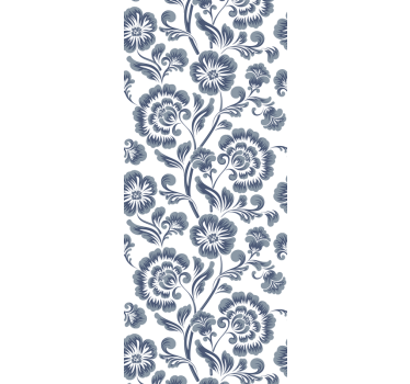 Blue flowers white background Victorian Toilet Wallpaper - TenStickers