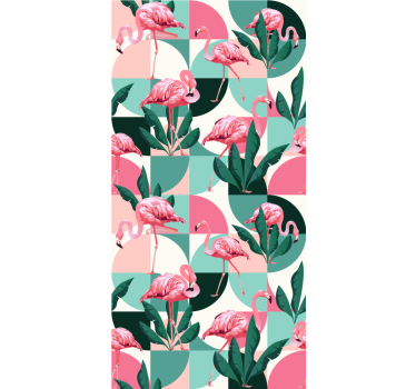 Flamingo Tropical Pattern jungle wallpaper - TenStickers