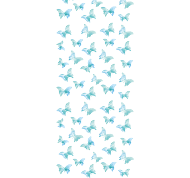 Blue and white motif butterfly wallpaper - TenStickers