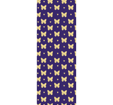 Blue and golden pattern butterfly wallpaper - TenStickers
