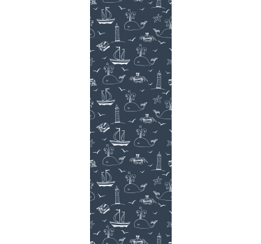 Whale  nautical scene fish wallpaper - TenStickers