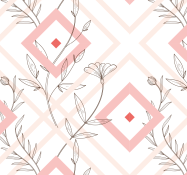 Floral diamond shapes living room wallpaper - TenStickers