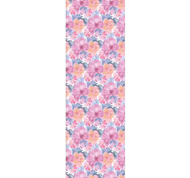 Watercolour mallow flower pattern wallaper - TenStickers